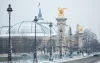 Grand Palais and Pont Alexandre III covered with snow
