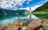 Jazero Resia (Reschensee) v Južnom Tirolsku, Taliansko